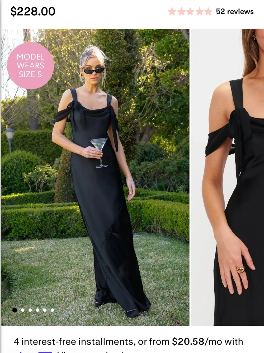 Show Me Your MuMu Black Maxi Dress with Shoulder Tie Straps - Picture 1 of 4